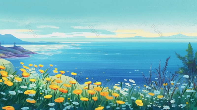 阳光灿烂的热带海水油彩画,插画/手绘图,插画/手绘图库,插画/手绘图下载,插画/手绘